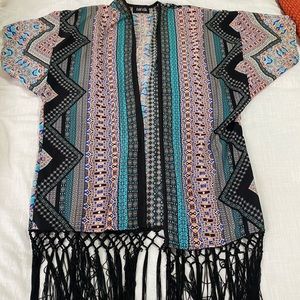 Boho fringe robe cover up